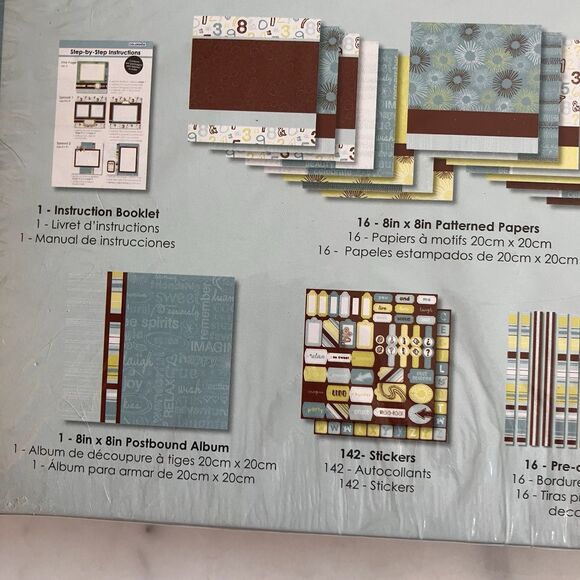 Colorbok One Hour Step X Step Scrapbook Kit 8”x 8” Album Over 250 Pieces Blue - Picture 6 of 7